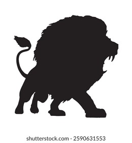 High-Impact Roaring Lion Silhouette for Powerful Logos and Graphics - Lion Vector - Lion Icon
