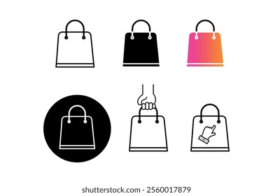 High-Impact Shopping Bag Vector Icons for Retail Advertising, Beautifully Crafted Shopping Bag Vector Designs shopping bag, isolated icons, online shopping, fashion bag, marketing icons, modern icons