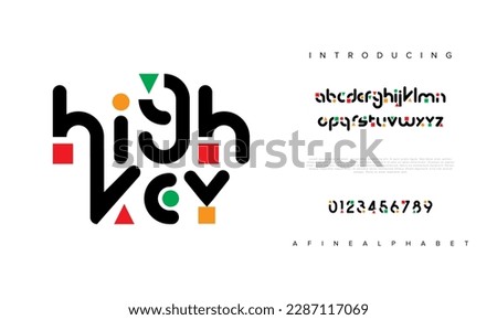 Highkey abstract digital technology logo font alphabet. Minimal modern urban fonts for logo, brand etc. Typography typeface uppercase lowercase and number. vector illustration