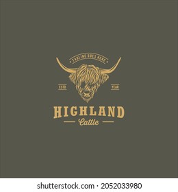 Highland Cattle Cow Head Logo Design