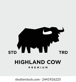 highland cattle cow illustration hand drawn symbol icon logo design template