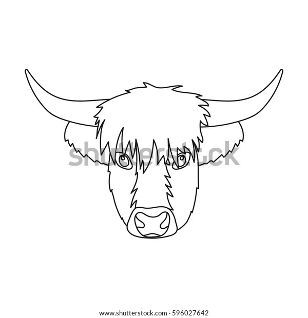 Highland Cattle Head Icon Outline Style Stock Vector ...