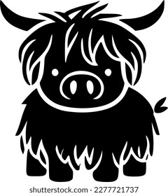 Highland Cow | Black and White Vector illustration