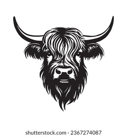 Highland cow detailed silhouette hand drawn vector