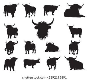 Highland cow EPS, Highland Cow clipart, Bull Head EPS, Highland Cow Silhouette,  Highland Silhouette,