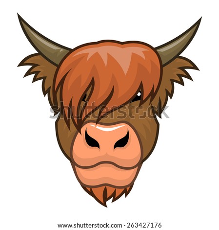 Highland Cow Head Stock Vector (Royalty Free) 263427176 ...