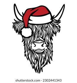  Highland Cow Head Santa Hat Christmas