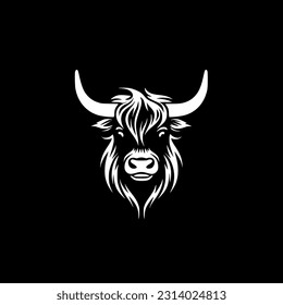 Highland Cow - Minimalist and Flat Logo - Vector illustration