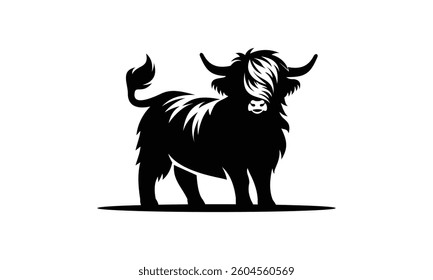 Highland Cow, Minimalist and Simple Silhouette Vector illustration