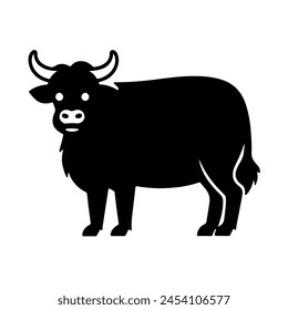 A highland cow silhouette with white background
