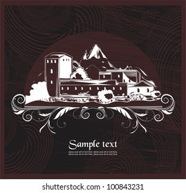highland landscape - vector drawing