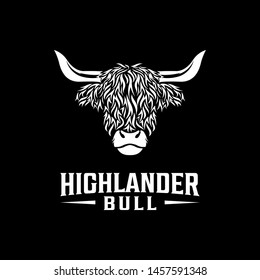 Highlander bull vintage logo design. Mascot logo design