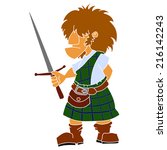 Highlander with a sword. Cartoon world warriors series.