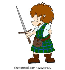 Highlander with a sword. Cartoon world warriors series.