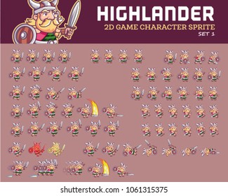 Highlander Warrior Cartoon Game Character Animation Sprite