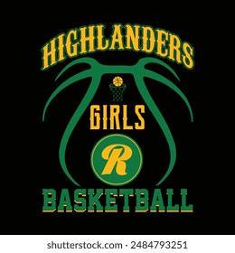 Highlanders girl's basketball t-shirt design