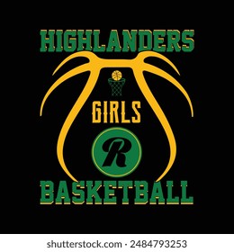 Highlanders girl's basketball t-shirt design