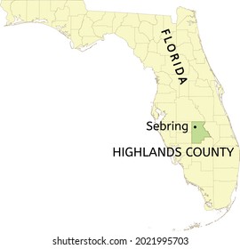 Highlands County And City Of Sebring Location On Florida Map