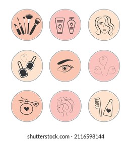 Highlight beauty. Set of 9 covers for trending stories