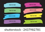 Highlight brush lines. Hand drawn neon highlighter 