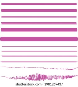 Highlight brush lines. Marker color stroke, brush pen hand drawn underline. Yellow watercolor hand drawn highlight set. Vector abstract graphic stylish element. Vector collection