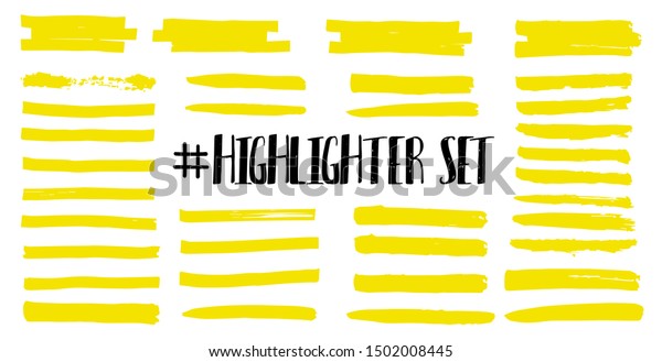 Highlight brush lines.\
Marker color stroke, brush pen hand drawn underline. Yellow\
watercolor hand drawn highlight set. Vector abstract graphic\
stylish element. Vector\
collection
