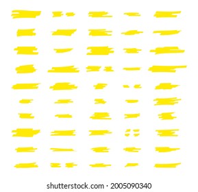 Highlight brush lines. Yellow Highlighter Marker Strokes.