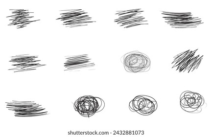 Highlight brush strokes is isolated on a white background. Brush stain or permanent marker pen stroke set. Select the brush lines. Marker color stroke, brush pen hand drawn underline. Vector files
