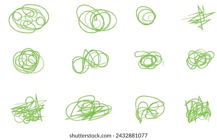 Highlight brush strokes is isolated on a white background. Brush stain or permanent marker pen stroke set. Select the brush lines. Marker color stroke, brush pen hand drawn underline. Vector files