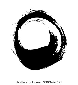 Highlight circle brush stroke black vector icon. One-stroke drawing. Hand drawn grunge style painted isolated design element.