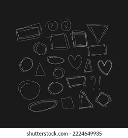 Highlight circles chalk. Hand drawn frames. Scribbles and scrawls borders.