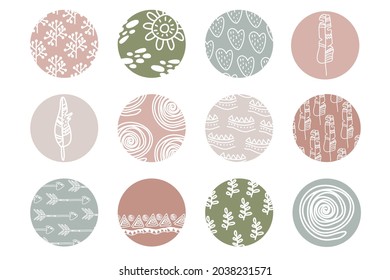 Highlight cover set, abstract floral botanical icons for social media. boho icons instagram template