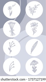 Highlight Cover Stories. Fashion set for bloggers. Frame fashion style.Floral set icons line. Minimal covers.