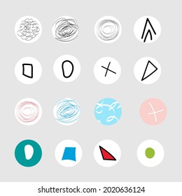 Highlight covers backgrounds. Set of contemporary icon for decorative design. Vector concept. Creative abstract line drawing. Simple doodle cover design with abstract highlights. Social media post.
