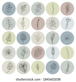 Highlight Covers Social Media Icons. Floral Insta Highlight Covers, Modern Abstract Instagram Icons, Neutral Social Media Icons