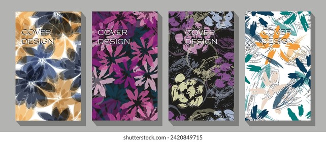 Highlight covers for social media stories vector . Multicolored circles with line leaves.  Figure for textiles. Simple childish cartoon flat style. 