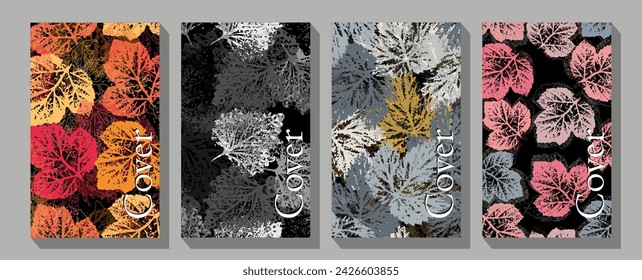 Highlight covers for social media stories vector . Multicolored circles with line leaves.   Abstract vector illustration.