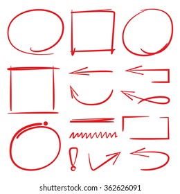 highlight elements, marker set, arrows, check marks