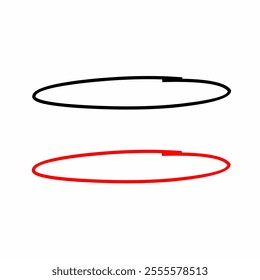 highlight hand drawn red and black circle symbol vector illustration isolated on white
