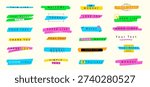 Highlight hand drawn underline. Handwriting line text. Vector set scribbles, underline marker lines for text, notes or title. 