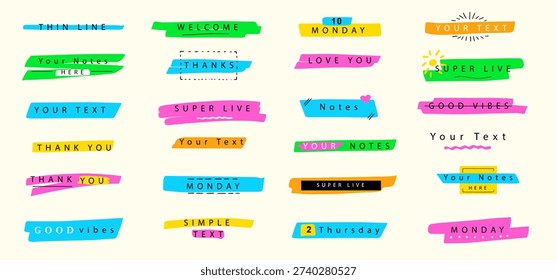 Highlight hand drawn underline. Handwriting line text. Vector set scribbles, underline marker lines for text, notes or title. 