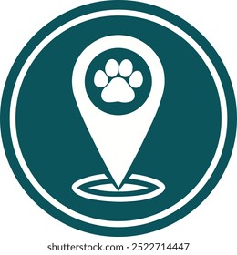 Highlight the location, how to get there with an animal footprint. Indicating the location of the pet clinic