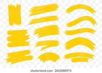 Highlight marker lines. Brush lines. Grunge brushes set. Stroke highlighter brush set. Paint stroke under lines, scribbles, squiggly grunge splashes. Vector illustrator