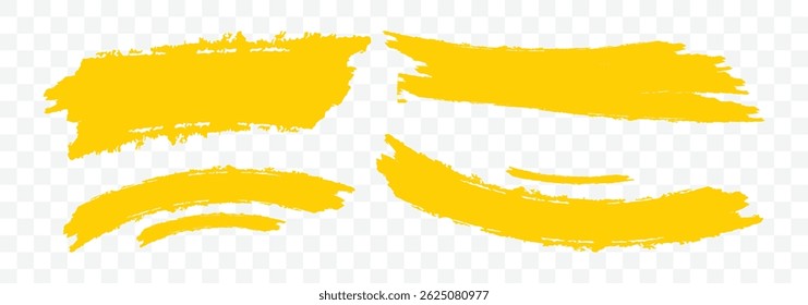 Markierungslinien markieren. Pinselstriche. Grunge-Bürsten-Set. Pinselsatz für Markierungslinien. Strich unter Linien malen, Kritzeleien, knautschige Grunge-Spritzer. Vektorgrafik