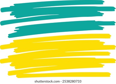 Resalte las líneas de marcador. Rayas de colores. Trazos de marcador dibujados a mano. Rayas de marcador de texto. Texto resaltado y subrayado. Líneas de pincel.