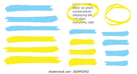 Highlight marker lines. Highlight strokes vector. Marker pen highlight
