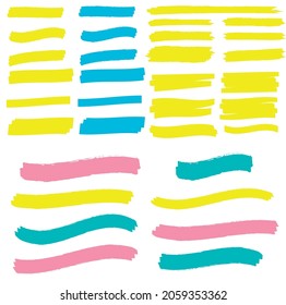 Highlight marker lines. Highlight strokes vector. Marker pen highlight