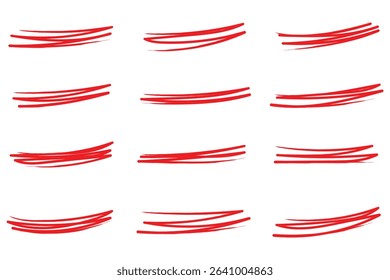 Highlight marker lines. text highlighter markers strokes, highlights marking. Permanent marker sketches, ink brush or permanent marker sketch. Marker pen lines hand drawn set. 