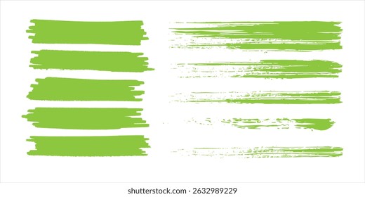 Realçar linhas de marcadores. Traços amarelos marcadores. Traços de marcador desenhados à mão. Listras de marcador de texto. Destaques e sublinhados do texto. Linhas de pincel.