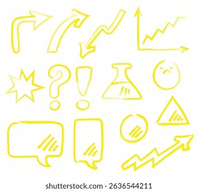 Highlight marker lines, Marker yellow strokes, Hand drawn marker strokes, Text marker stripes. Text highlights and underlining, brush pen hand drawn underline. Highlighter collection, brush lines.